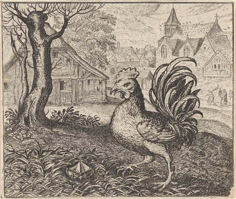 Fable of the Cock and the Diamond, Aegidius Sadeler, 1608 Canvas Print