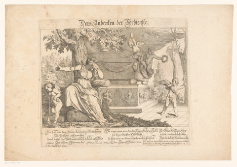 Altar with female personification of the Youthful Soul, Rudolf Füssli (der Jüngste), 1758 Canvas Print