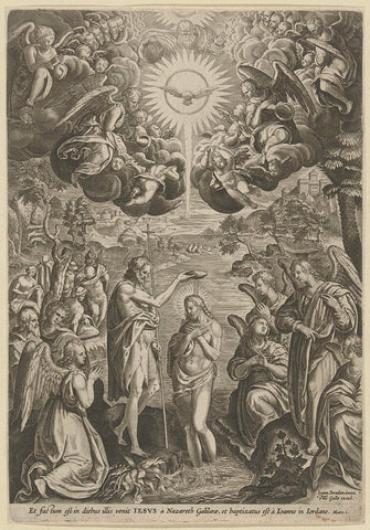 Baptism of Christ, Philips Galle, 1580 - 1612 Canvas Print