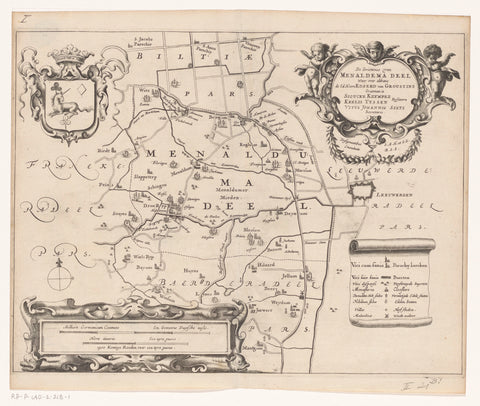 Map of the grietenij Menaldumadeel, Jacob van Meurs (possibly), 1664 Canvas Print