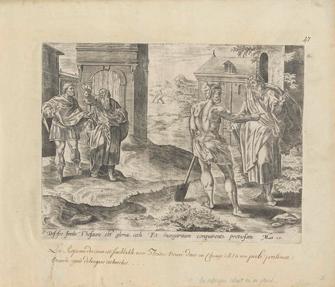 Parable of the treasure in the field, Ambrose Francken (I) (attributed to), 1585 Canvas Print