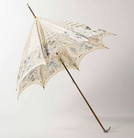 Parasol with woven motif of flowers and butterflies, anonymous, c. 1895 - c. 1905 Canvas Print