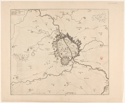 Map of Doonik and surroundings, anonymous, 1695 - 1726 Canvas Print