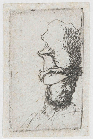 Head of a Man in a High Hat, Rembrandt van Rijn, c. 1629 Canvas Print