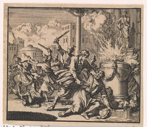 Mattathias pierces a Jew, Jan Luyken, 1698 Canvas Print