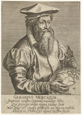 Portrait of Gerardus Mercator, Philips Galle, 1587 - 1606 Canvas Print