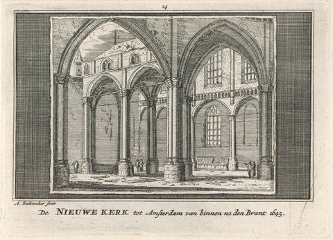 Interior of the Nieuwe Kerk in Amsterdam after the fire of 1645, Abraham Rademaker, 1727 - 1733 Canvas Print