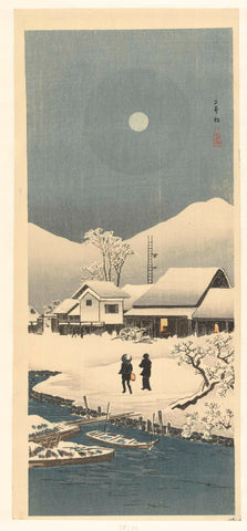 Snowy Landscape in the Moonlight, Takahashi Hiroaki, 1910 - 1920 Canvas Print