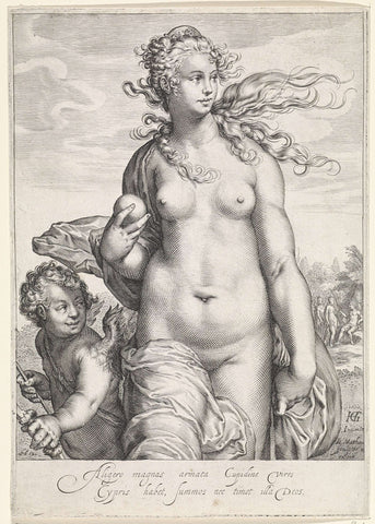 Venus with the golden apple of Paris, Jacob Matham, 1611 Canvas Print