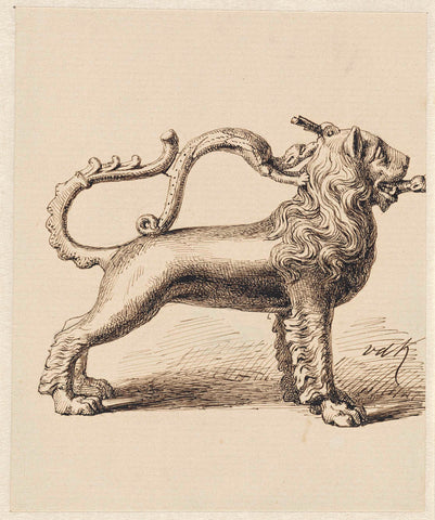 Bronze jug in the shape of a lion, David van der Kellen (1827-1895), 1837 - 1895 Canvas Print