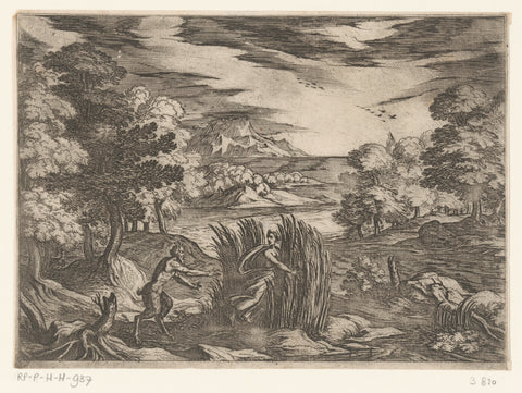 Landscape with Pan and Syrinx, Antonio Tempesta, 1565 - 1630 Canvas Print