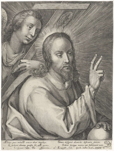 Christus als Salvator Mundi, Crispijn van de Passe (I) (possibly), 1574 - 1637 Canvas Print