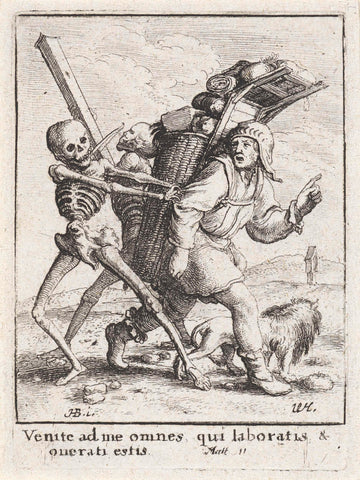 The peddler and Death, Wenceslaus Hollar, c. 1680 Canvas Print