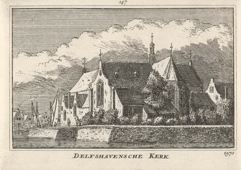 View of the Oude of Pelgrimvaderskerk in Delfshaven, 1570, Abraham Rademaker, 1727 - 1733 Canvas Print