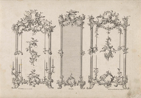 Frames with candlesticks and putti, unknown, 1731 - 1775 Canvas Print