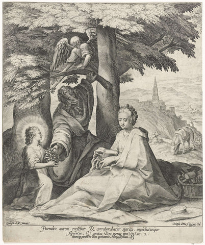 Rest on the Flight into Egypt, Crispijn van de Passe (I), 1574 - 1637 Canvas Print