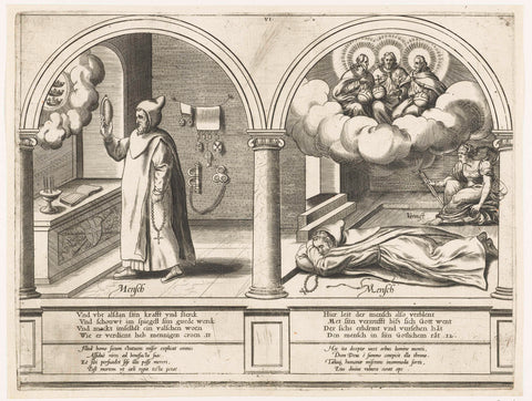 Man Admires Himself and is Blind to the Trinity, Frans Huys, 1546 - 1562 Canvas Print