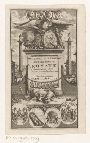 Allegorie op Rome met adelaar en wolvin, anonymous, 1713 Canvas Print