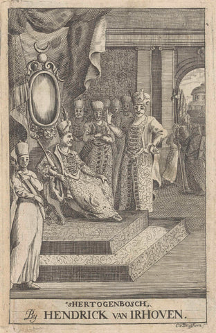 Sultan on throne listens to his state ministers (visors), C. van Beughem, 1744 Canvas Print