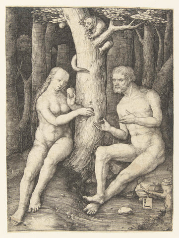 De zondeval, Lucas van Leyden, 1504 - 1508 Canvas Print