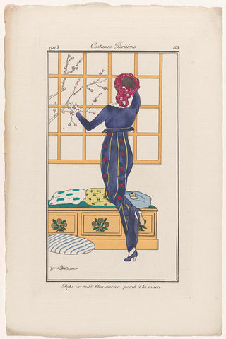 Journal des Dames et des Modes, Costumes Parisiens, 1913, No. 63 : Robe de voil (...), Louis Bureau, 1913 Canvas Print