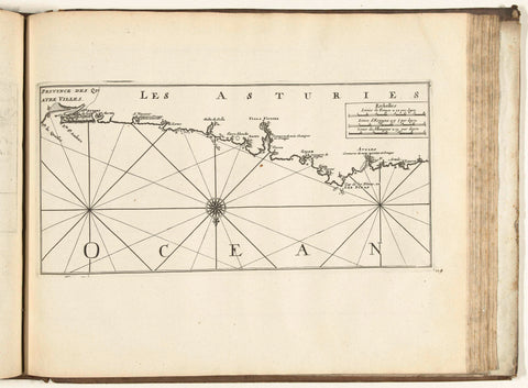 Map of the Spanish north coast near Gijón, 1726, anonymous, 1726 Canvas Print