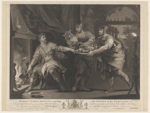 Manius Curius Dentatus refuses the gifts of the Samnites, Anthony Walker, 1763 Canvas Print