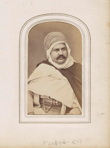 Portrait of a man wearing a turban, referred to as Ajrah Mohammed bin Humran bin Sabah, Jean Geiser, 1872 - 1885 Canvas Print