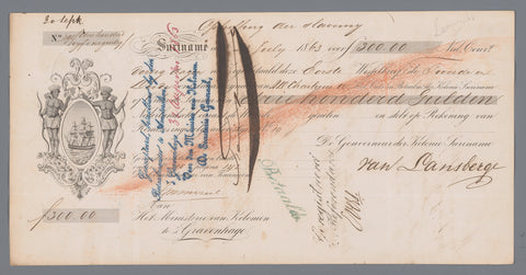 Bill of exchange ‘Abolition of Slavery’, Ministerie van Koloniën, 1863 Canvas Print