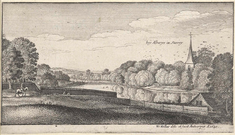 River landscape with church near Albury, Wenceslaus Hollar, 1645 Canvas Print