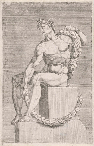 Sitting naked from the Sistine Chapel., Dirck Volckertsz. Coornhert (attributed to), 1551 Canvas Print