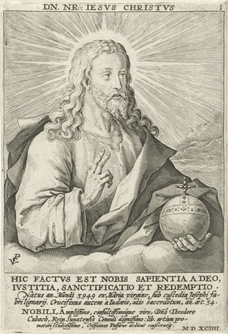 Christ as Salvator Mundi, Crispijn van de Passe (I), 1594 Canvas Print