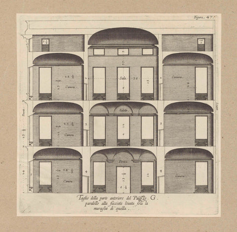 Cross-section of the Palazzo Interiano Pallavicini in Genoa, Nicolaes Ryckmans, 1622 Canvas Print