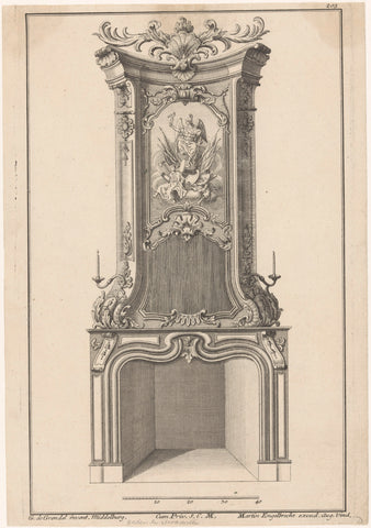 Design for a chimney with Victoria, anonymous, 1708 - 1756 Canvas Print