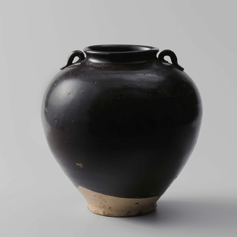 Ovoid jar with a dark brown glaze, anonymous, c. 700 - c. 899 Canvas Print