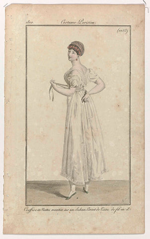 Journal des Dames et des Modes, Costume Parisien, 15 April 1810, (1053): Coeffure en nattes (...), Pierre Charles Baquoy, 1810 Canvas Print