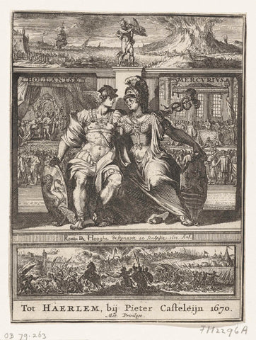 Title page for the Dutch Mercurius for the year 1669, Romeyn de Hooghe, 1670 Canvas Print