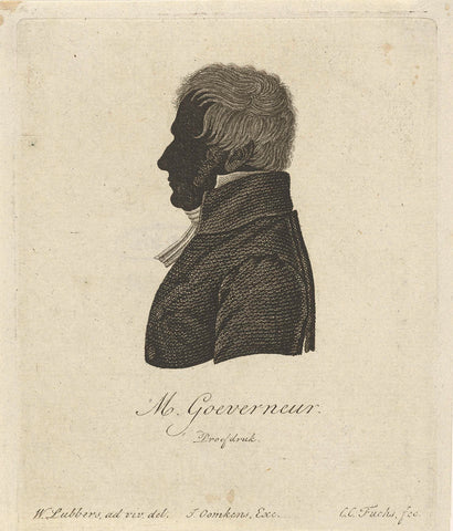 Silhouette portrait of Matth. Governor, Carl Cristiaan Fuchs, 1808 - 1844 Canvas Print