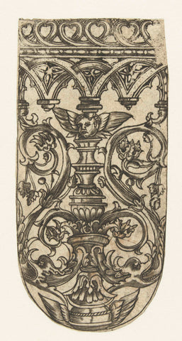 Case (?) with a candelabra between leaf vines, anonymous, c. 1500 - c. 1600 Canvas Print