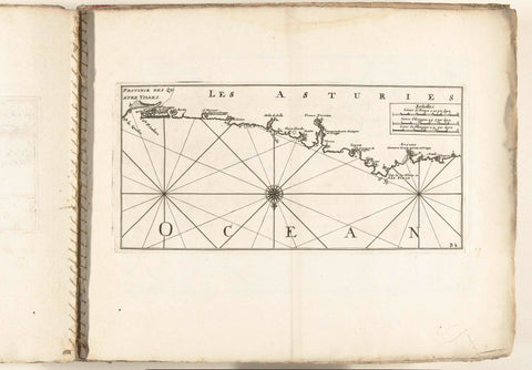 Map of the Spanish north coast near Gijón, c. 1702, anonymous, 1702 - 1703 Canvas Print