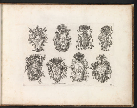 Eight designs for cartouches, Filippo Passarini, 1698 Canvas Print