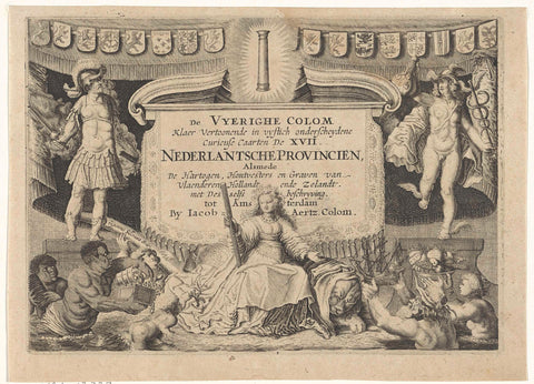 Title page for: Jacob Aertz Colom, De Vyerighe Colom, klaer vertoonende (...) de XVII Nederlantsche Provinciën, ca. 1660, Experiens Sillemans, c. 1660 Canvas Print