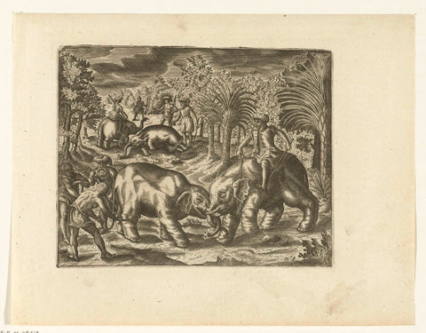 Catching and taming elephants on Pattani, 1602, anonymous, 1644 - 1646 Canvas Print