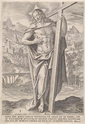 Landscape with Christ, Antonie Wierix (II), 1601 - 1652 Canvas Print