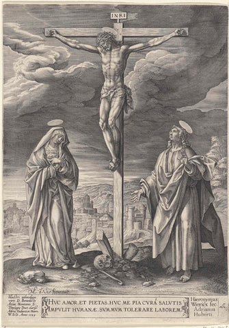 Christus aan het kruis, Hieronymus Wierix, 1584 Canvas Print