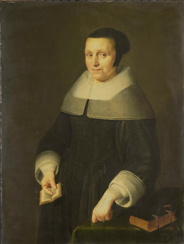 Portrait of a Woman, possibly Elsje van Houweningen, Wife of Willem van de Velden, anonymous, 1656 Canvas Print