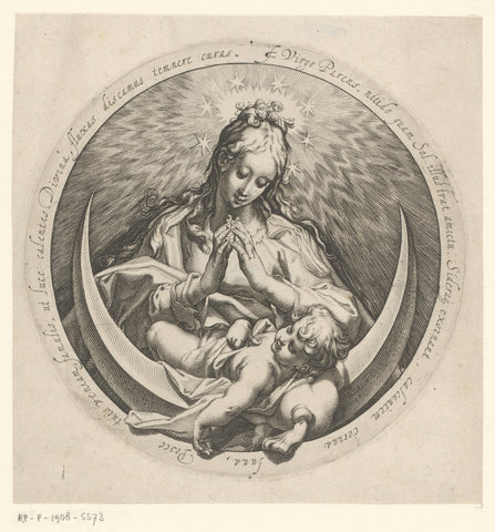 Maria met Christuskind op maansikkel, Jacob de Gheyn (II) (attributed to workshop of), 1593 - 1595 Canvas Print