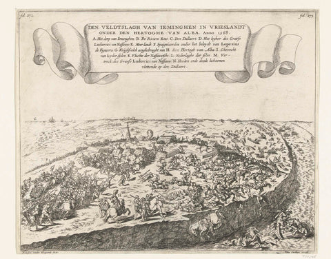 Battle of Jemmingen, 1568, Frans van den Wijngaerde, 1643 - 1645 Canvas Print