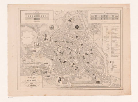 Map of the city of Ghent, 1838, Louis Martin Defferrez, 1838 Canvas Print