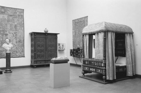 Room with cot, cupboard, tapestry and bust, 1953 Canvas Print